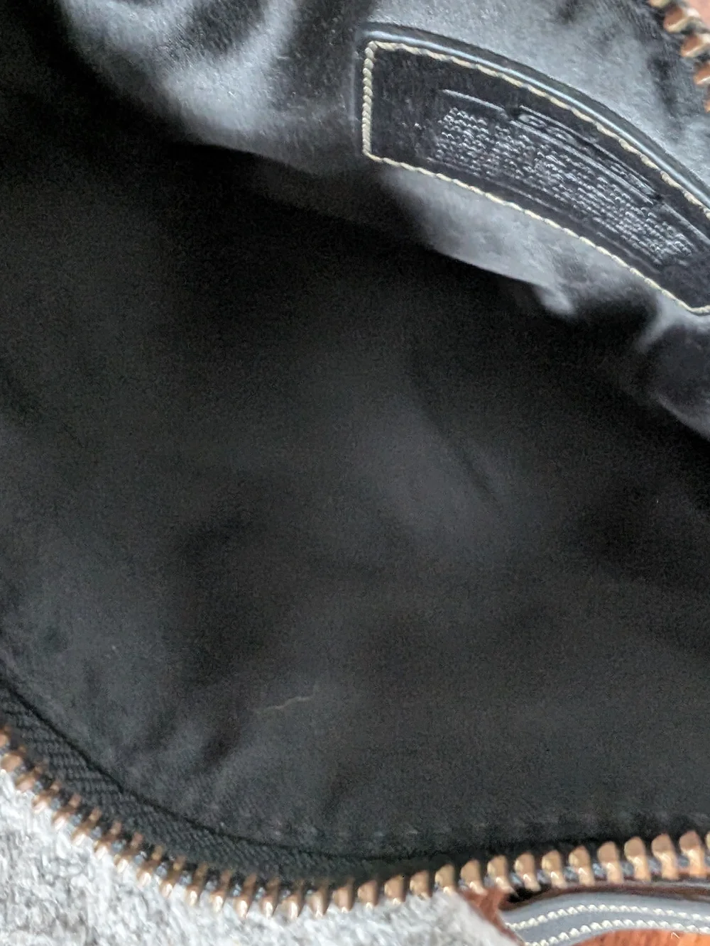 Coach Signature Monogram Crossbody Bag in Canvas and Black Leather Adjustable